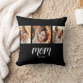 Mom Established Modern Script Black 3 Photo Throw  クッション (ブランケット)