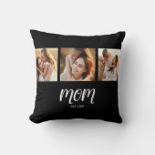 Mom Established Modern Script Black 3 Photo Throw  クッション (正面)