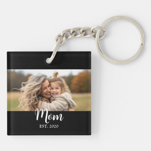 Mom Established Modern Script Black Photo キーホルダー (裏面)