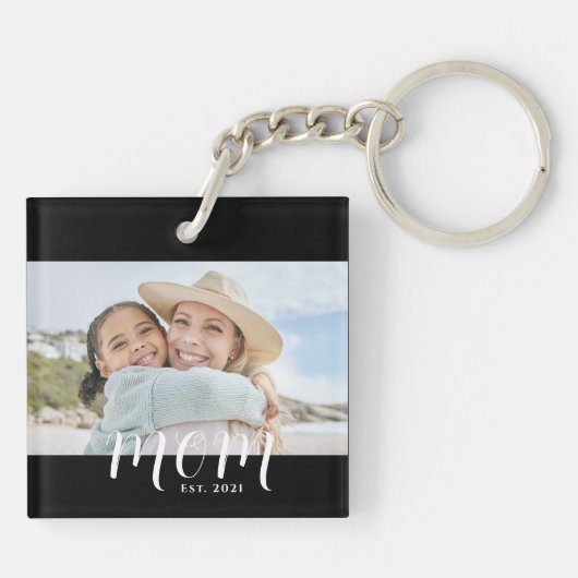 Mom Established Modern Script Photo キーホルダー (裏面)