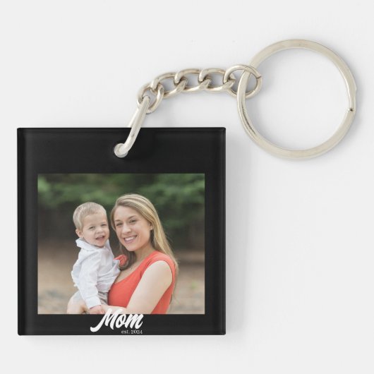 Mom Established Modern Script Photo キーホルダー (裏面)