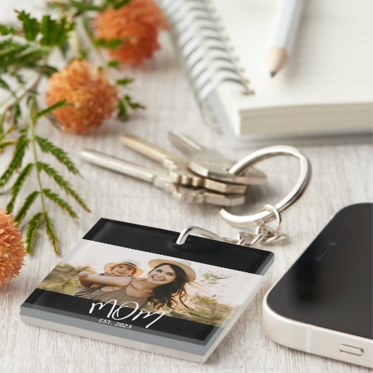 Mom Established Modern Script Photo キーホルダー (正面右)