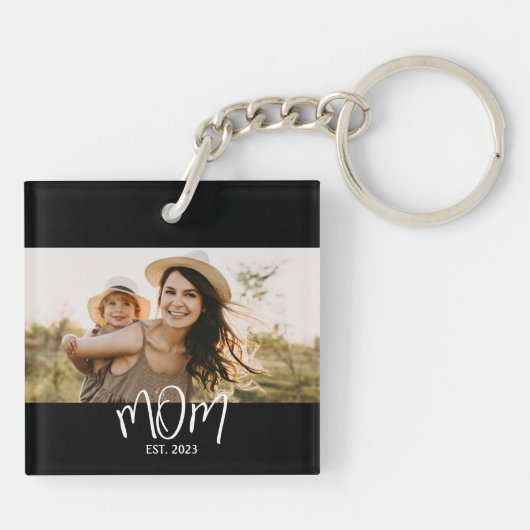 Mom Established Modern Script Photo キーホルダー (裏面)