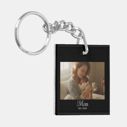 Mom Established Modern Script Photo キーホルダー (正面左)