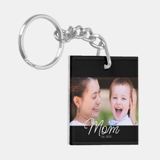 Mom Established Modern Script Photo キーホルダー (正面左)