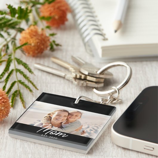 Mom Established Modern Script Photo キーホルダー (正面右)