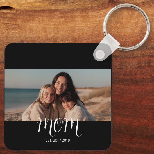 Mom Established Modern Script Photo  キーホルダー (裏面)