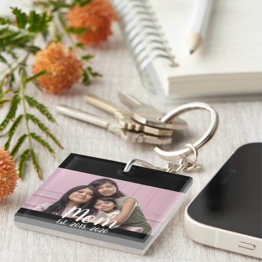 Mom Established Modern Script Photo キーホルダー (正面右)