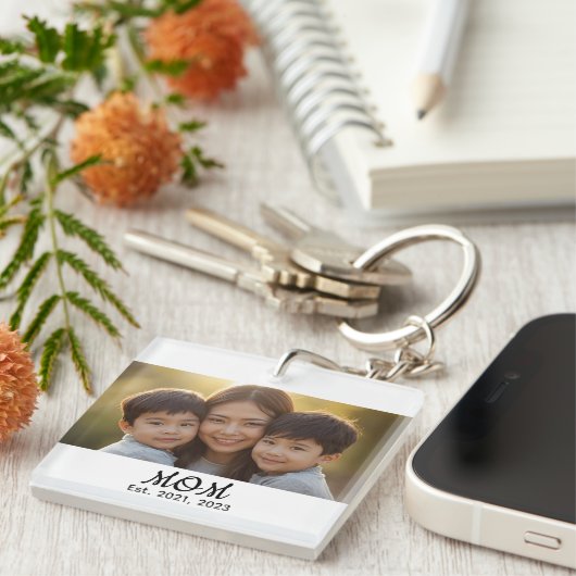 Mom Established Modern Script Photo キーホルダー (正面右)