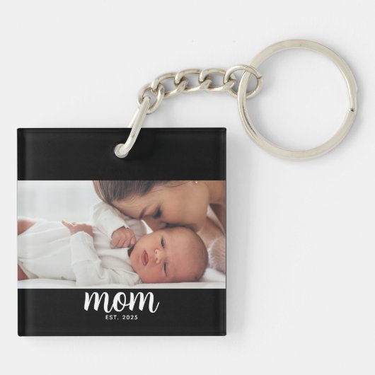 Mom Established Modern Script Photo キーホルダー (裏面)