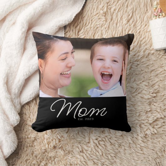 Mom Established Modern Script Photo クッション (ブランケット)
