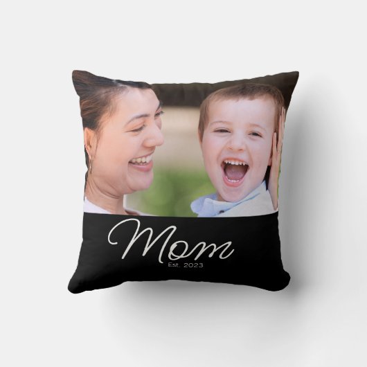Mom Established Modern Script Photo クッション (裏面)