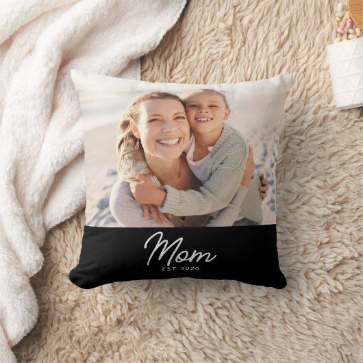Mom Established Modern Script Photo クッション (ブランケット)
