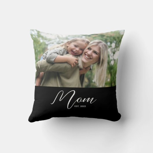Mom Established Modern Script Photo クッション (裏面)