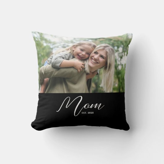 Mom Established Modern Script Photo クッション (正面)