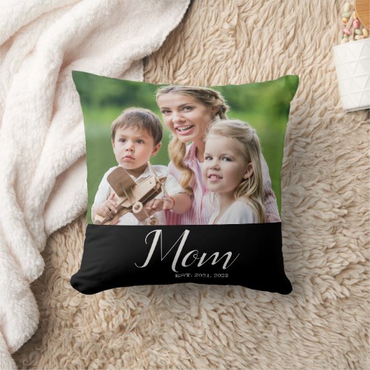 Mom Established Modern Script Photo クッション (ブランケット)