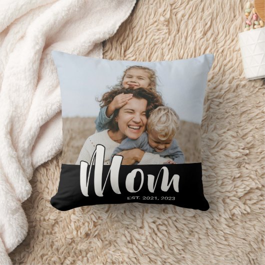 Mom Established Modern Script Photo クッション (ブランケット)