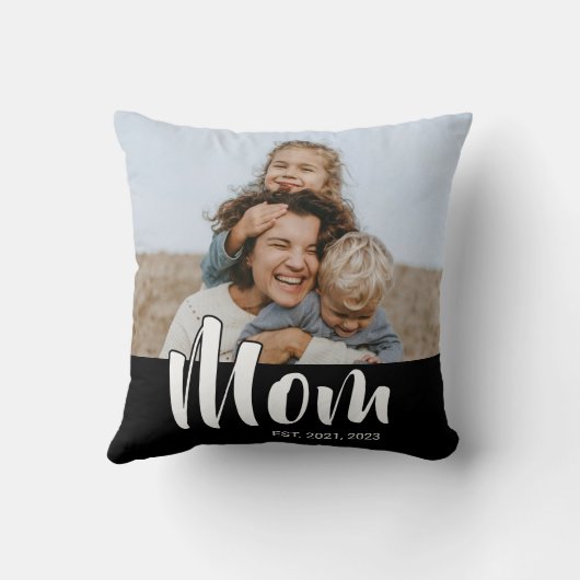 Mom Established Modern Script Photo クッション (裏面)