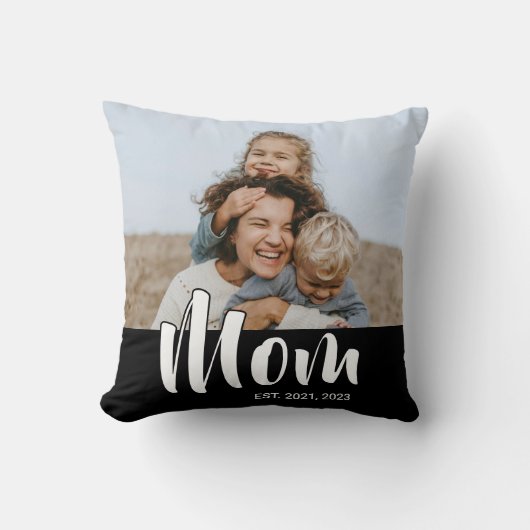 Mom Established Modern Script Photo クッション (正面)