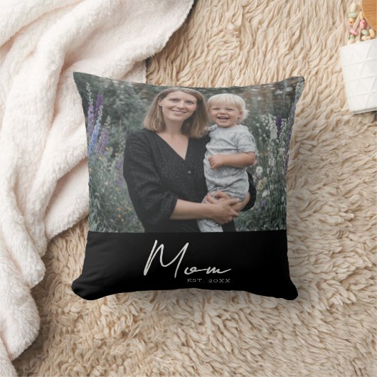 Mom Established Modern Script Photo クッション (ブランケット)
