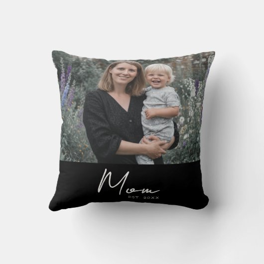 Mom Established Modern Script Photo クッション (裏面)