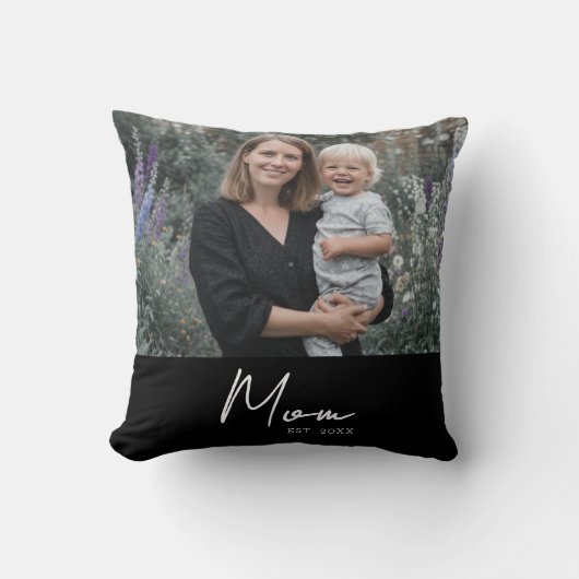 Mom Established Modern Script Photo クッション (正面)