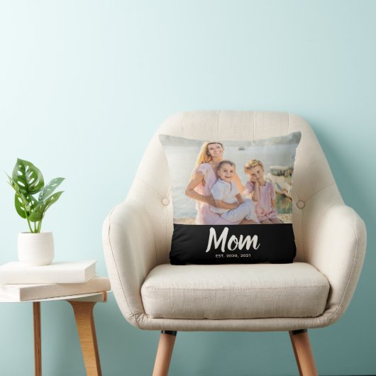 Mom Established Modern Script Photo クッション (椅子)