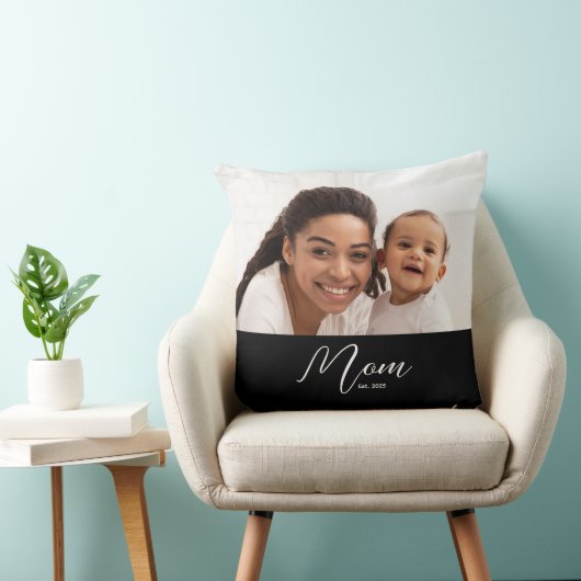Mom Established Modern Script Photo クッション (椅子)