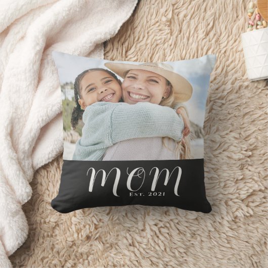 Mom Established Modern Script Photo クッション (ブランケット)