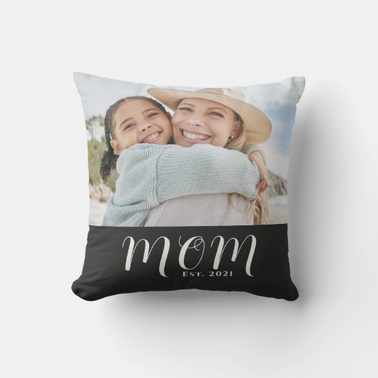 Mom Established Modern Script Photo クッション (正面)