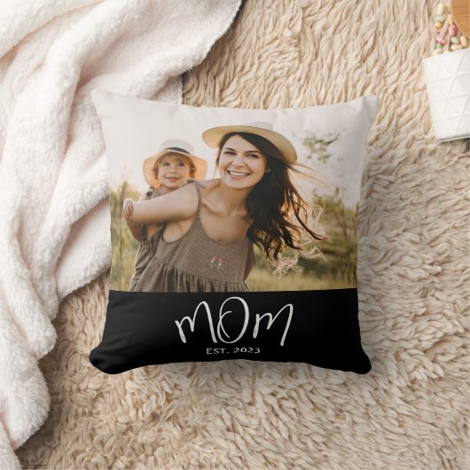 Mom Established Modern Script Photo クッション (ブランケット)
