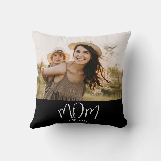 Mom Established Modern Script Photo クッション (裏面)