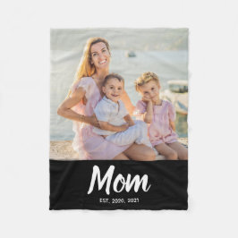 Mom Established Modern Script Photo フリースブランケット