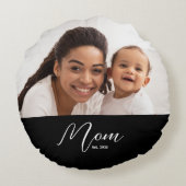 Mom Established Modern Script Photo ラウンドクッション (裏面)