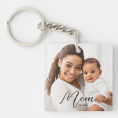 Mom Established Modern Script Photo Keychain キーホルダー (正面)