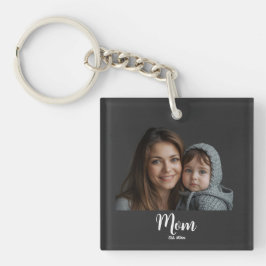 Mom Established Modern Script Photo Keychain キーホルダー