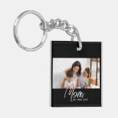 Mom Established Modern Script Photo Keychain キーホルダー (正面左)