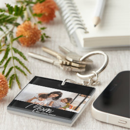 Mom Established Modern Script Photo Keychain キーホルダー