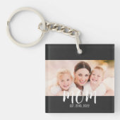 Mom Established Modern Script Photo Keychain キーホルダー (正面)