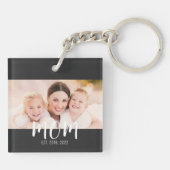 Mom Established Modern Script Photo Keychain キーホルダー (裏面)