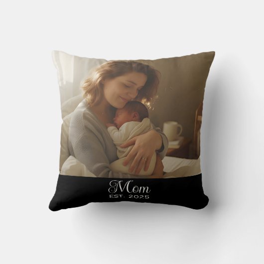 Mom Established Modern Script Photo Throw クッション (裏面)