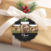 Mom Established Modern Script Text Black 3 Photo オーナメントカード