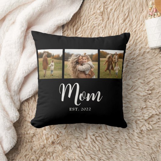 Mom Established Modern Simple Script Black 3 Photo クッション (ブランケット)