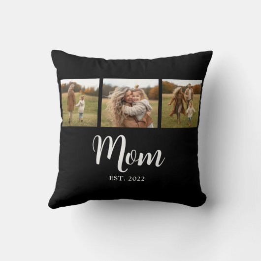 Mom Established Modern Simple Script Black 3 Photo クッション (裏面)
