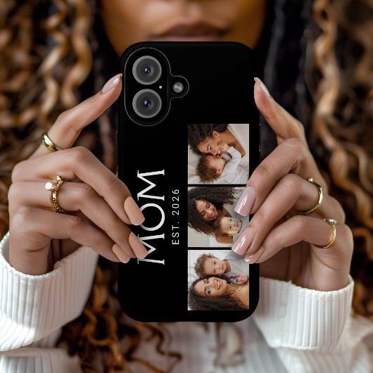 Mom Established Modern Typography Black 3 Photo Case-Mate iPhoneケース