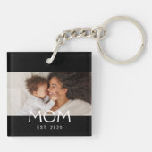Mom Established Modern Typography Photo キーホルダー (裏面)