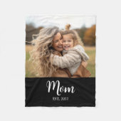 Mom Established Modern Typography Photo Black フリースブランケット (正面)