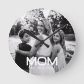 Mom Established Modern White Bold Photo ラウンド壁時計 (正面)