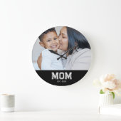 Mom Established Modern White Bold Photo Round ラージ壁時計 (ホーム)