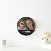 Mom Established Modern White Minimal Photo ラウンド壁時計 (ホーム)
